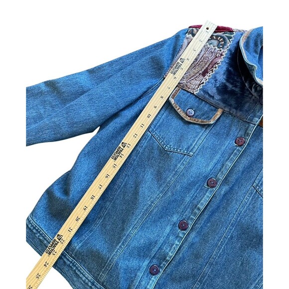Hearts Of Palm Embellished Jean Jacket Paisley Plush Womens 14 Button Down‎ - Picture 8 of 10